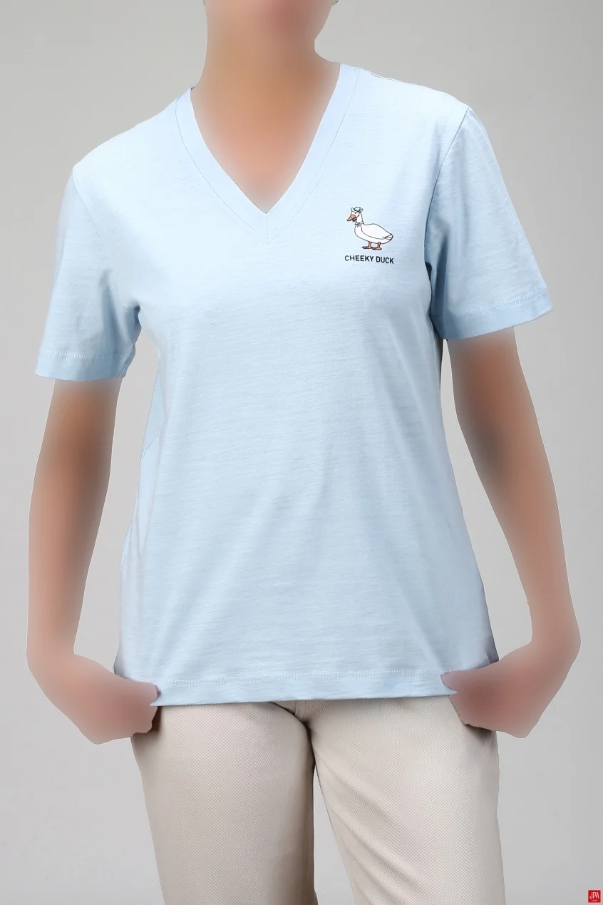تیشرت زنانه یقه هفت چاپی رگولار ( ازاد) کد   03429