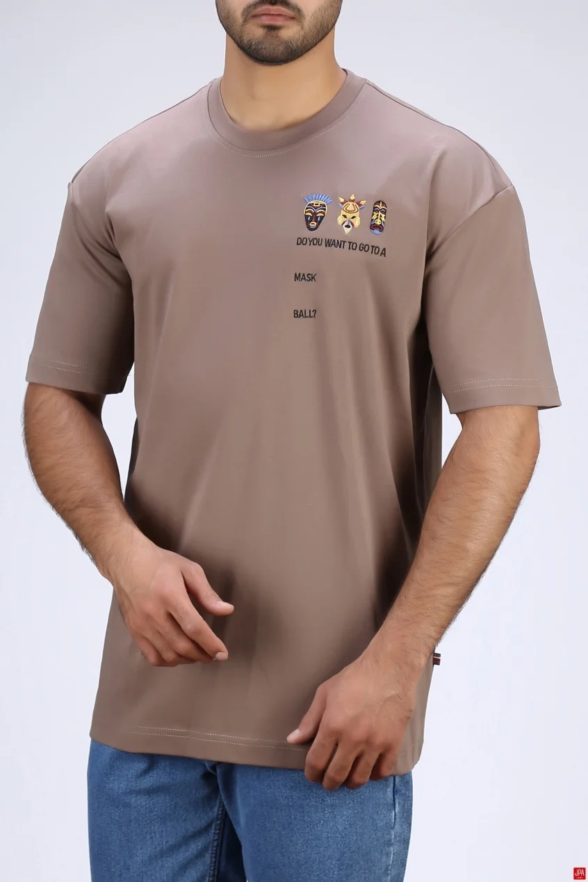 تیشرت مردانه یقه گرد چاپی (گلدوزی) رگولار ( ازاد) کد   04021