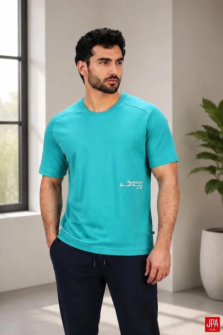 تیشرت مردانه یقه‌گرد چاپی رگولار (نیمه آزاد) – کد 04303